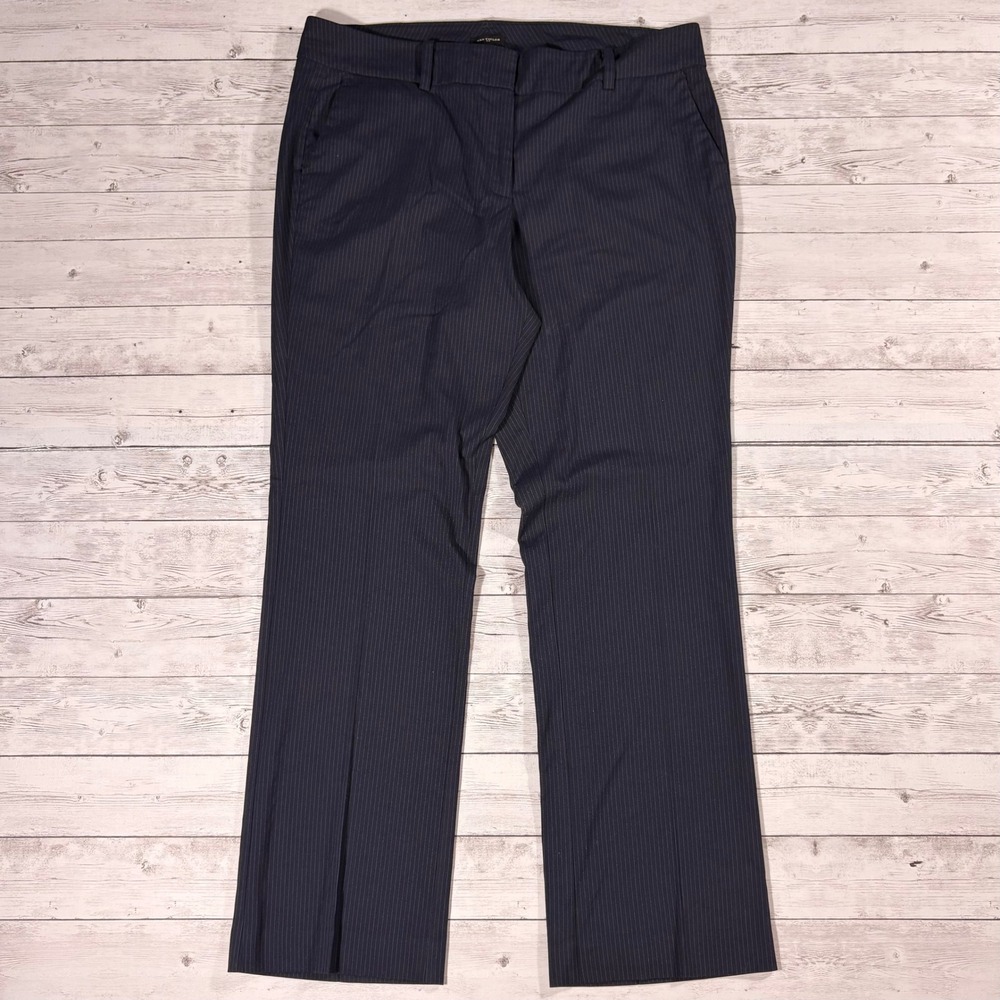 Ann Taylor Signature Navy Blue Pinstripe Straight Leg Dress Pants Womens 8